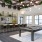 billiards table and kitchen area